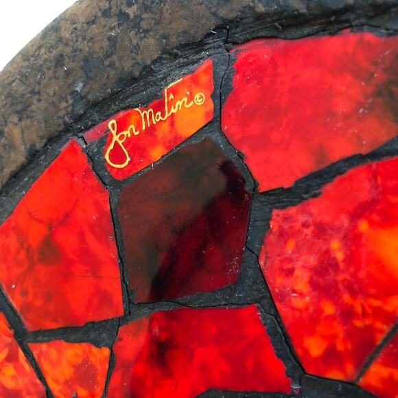 VTG 1960s Jon Matin Signed Mosaic Cork Iron Candle Warmer Trivet Stand MCM Rare - Picture 6 of 16